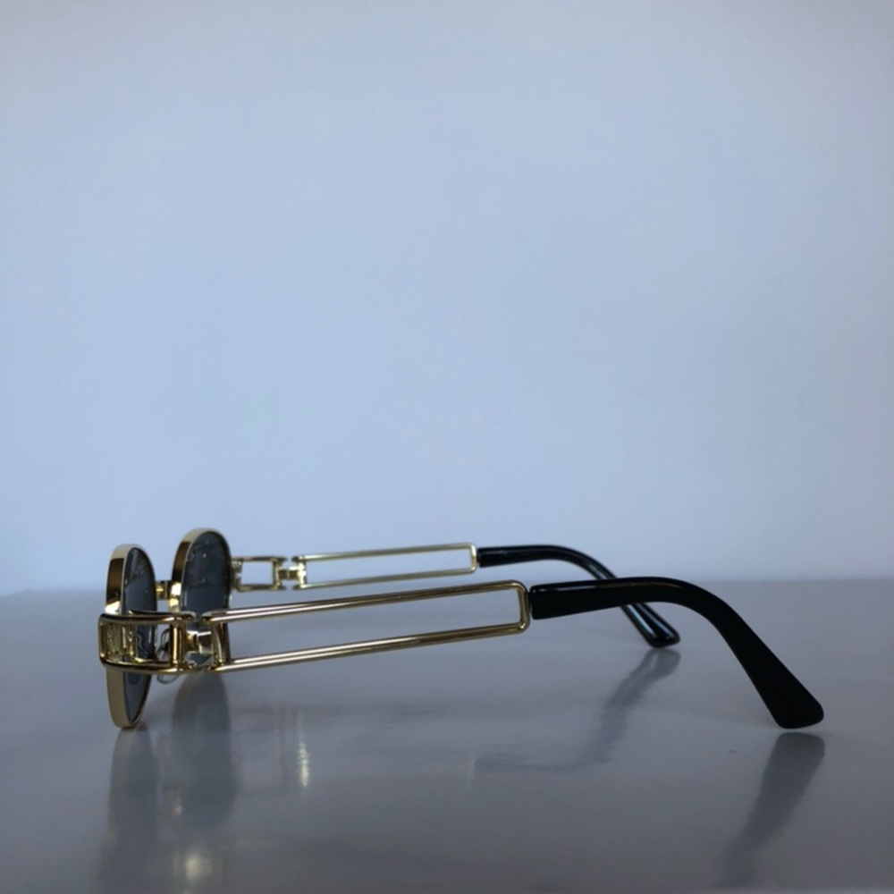 Retro Round Metal Oval Frame 90s Sunglasses - Picture 4 of 6